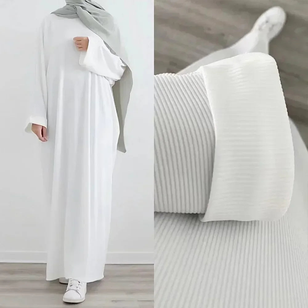 Autumn Rib Knit Abaya for Women Muslim Winter Clothes Casual Long Hijab Dress Islamic Dubai Turkey Outfit Ramadan Eid Kaftan