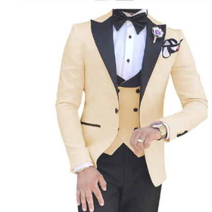 Men 3 Pieces Suits For Men Custom Made Groom Groomsmen Tuxedos Wedding Men Suit Terno Masculino(Jacket+Pant+Vest)