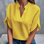 Women Elegant Solid Chiffon Blouse Spring Summer Casual Long Sleeve V Neck Loose Shirt Office Lady Tunics Oversized Tops