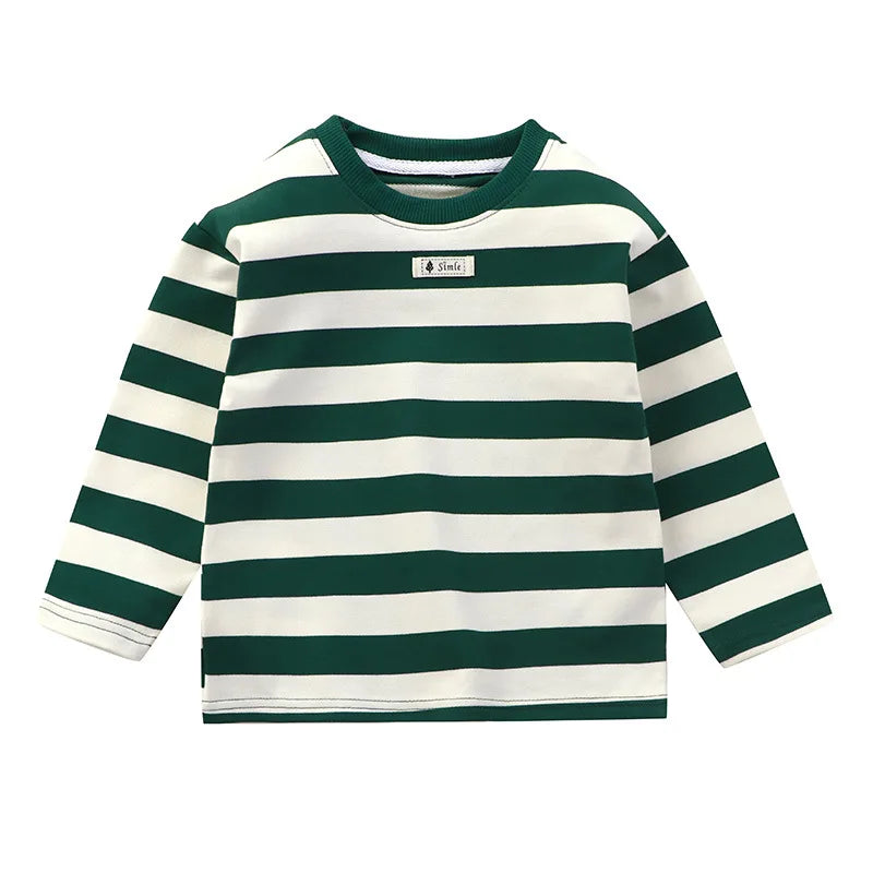 Children T Shirts Stripe Tops for Kids 2025 Autumn Winter Boys Tees Long Sleeve Girls Blouse Toddler Outfits Baby Clothing 1-10T