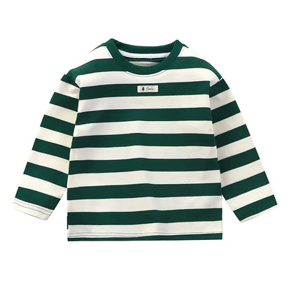 Children T Shirts Stripe Tops for Kids 2025 Autumn Winter Boys Tees Long Sleeve Girls Blouse Toddler Outfits Baby Clothing 1-10T