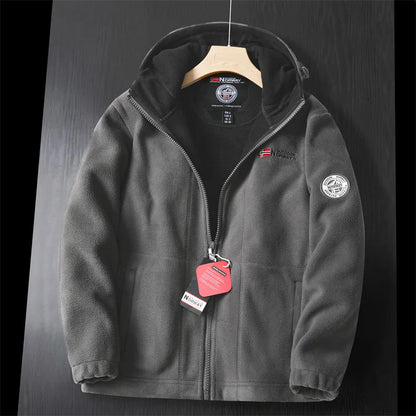 Men's Winter Wool Embroidered Fleece-lined Jacket