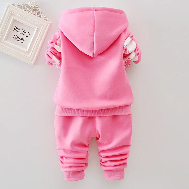 1 2 3 4 5 Years Winter Baby Girls Clothing Sets Flowers Keep Warm Thicken Jacket And Pants Little Princess Suits Kids Clothes