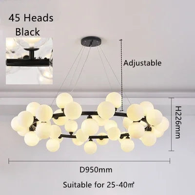 Nordic Magic Beans Pendant Lights Glass Ball Hanging Chandeliers Led Lamps Living Room Bedroom  Restauran Dining Table Lighting