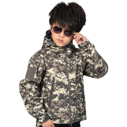 Autumn Winter Childrens Climbing Thick Warm Soft Coat Boy Girl Outdoor Camp Riding Hiking Windproof Waterproof Camo