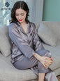 100% Silk Pajamas Set for Women Summer and Autumn Long-sleeved Mulberry Home Service Silk Women's Pocket