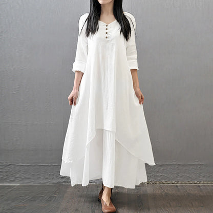 Women Cotton Linen Chic Maxi Dresses