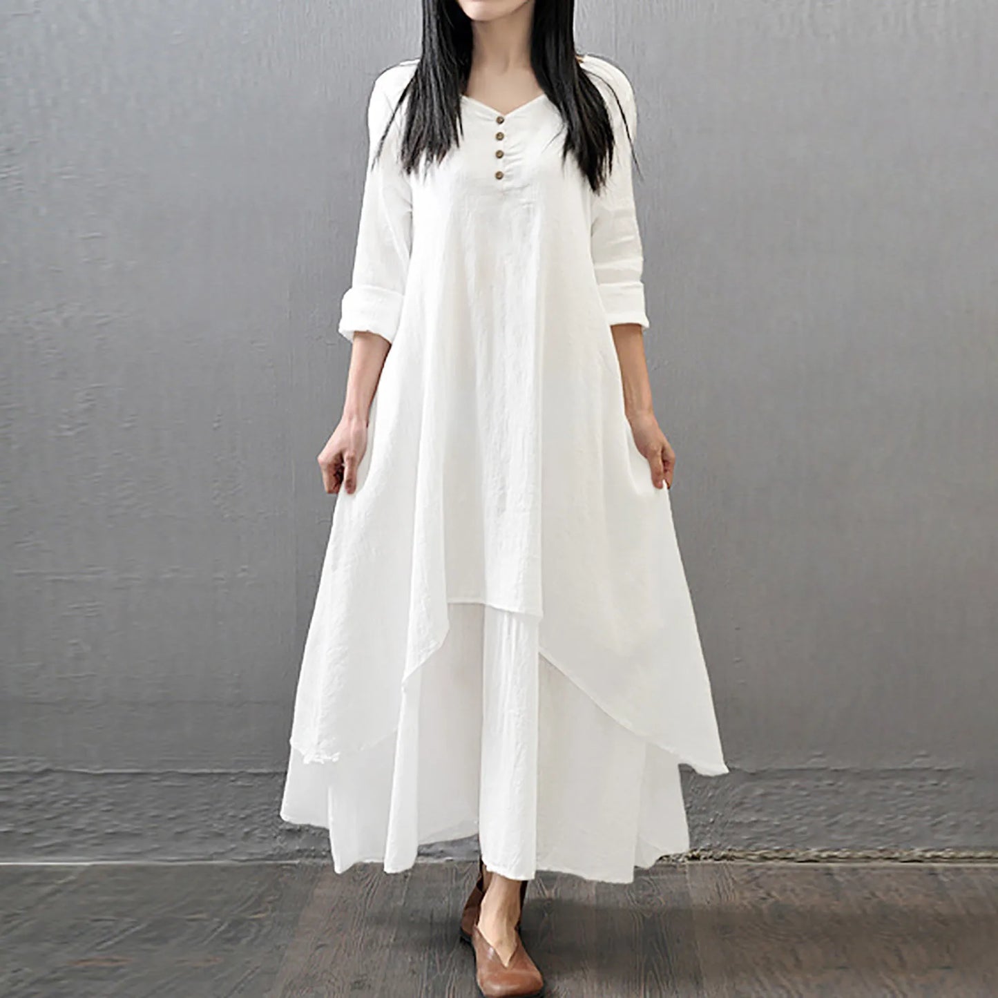 Women Cotton Linen Chic Maxi Dresses