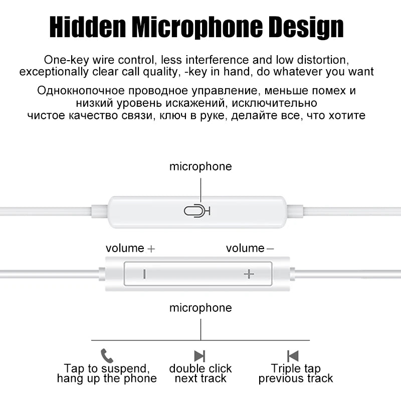 Apple iPad Laptops Tablet Headphones For iPhone 16 15 14 13 12 11 Pro Max Earphones X XS 7 8 Plus 3.5mm Stereo Wired Earbuds