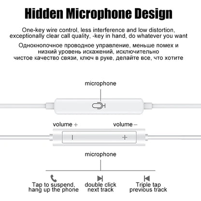 Apple iPad Laptops Tablet Headphones For iPhone 16 15 14 13 12 11 Pro Max Earphones X XS 7 8 Plus 3.5mm Stereo Wired Earbuds