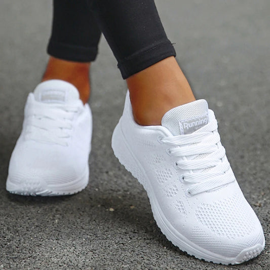 New Sneakers For Women Breathable Fashion Trainers Plus Size Women Sneakers Mesh Fabric Lace Up Women Shoes Female Footwear