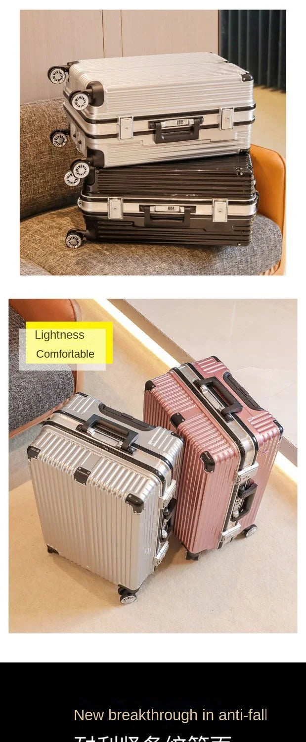 Aluminum Frame Carry-On Suitcase Luggage Mute Trolley Case Universal Wheel Durable And Sturdy Password Valise De Voyage