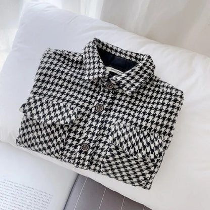 Fashion Baby Girl Boy Plaid Shirt Jacket Cotton Child Shirt Thick Wool Loose Outfit Winter Spring Fall Baby Casual Clothes 3-14Y