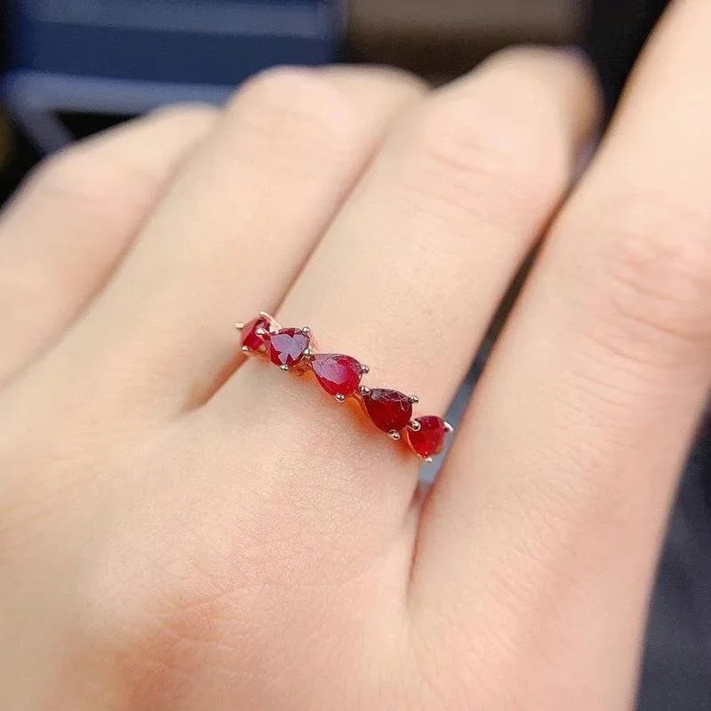 Natural Pigeon Blood Ruby Ring 3mm*4mm Natural Ruby Ring 925 Silver Jewelry Pandora 925 Original Rings