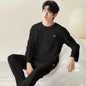 Men Pajamas Solid Color Casual Long Sleeves Long Pants Autumn Winter Simple Sleepwear Cozy Pijamas Soft Pyjamas Boys Nighty Male