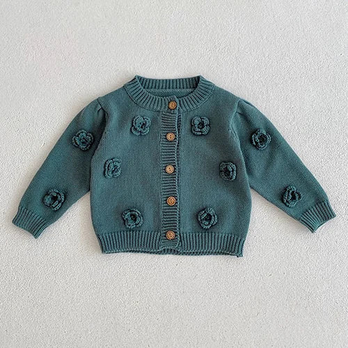 Autumn Winter Korean Style Toddler Baby Girls Sweater Coat Long Sleeved Solid Color Newborn Baby Girls Knitting Cardigan