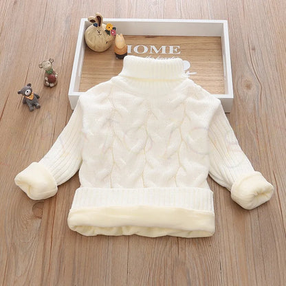 PHILOLOGY 2T-8T pure color winter boy girl kid thick Knitted bottoming turtleneck shirts solid high collar pullover sweater