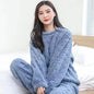 Autumn Women Solid Warm 2 Piece Sets Thicken Velvet Ribbed Fleece Set Pullover And Pants Women Casual