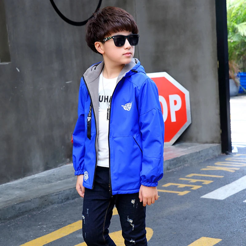 Autumn Children's Clothes Double-sided Wear Jacket Fleece Coat Boy Waterproof Windproof Children Outerwear Sport Jacket For Boys