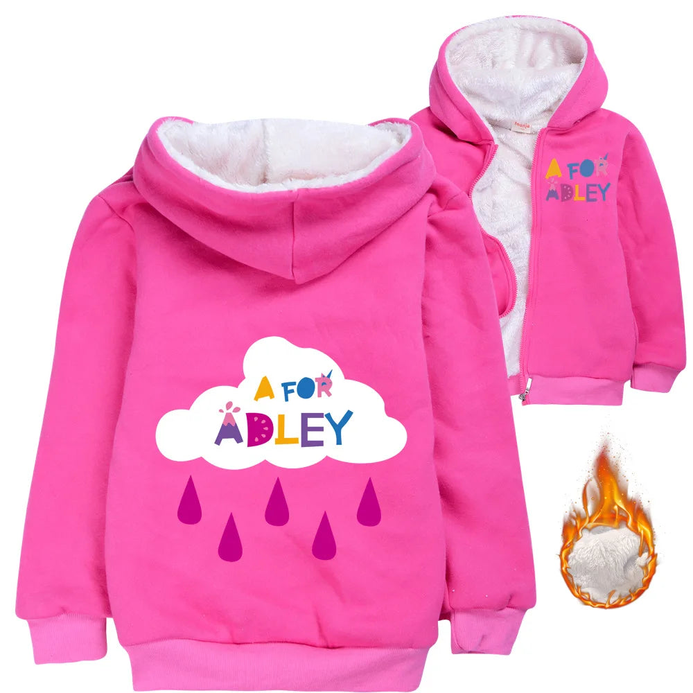 A for Adley Cartoon Boys Coat Children's Clothing for Winter Cotton Kids Parkas Little Girls Zipper Coats Toddlers Baby Jacket