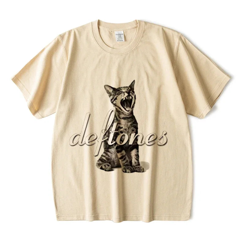 Top Women's Cute Cat Printed Short Sleeve T-shirt Women's Harajuku Fashion Couple Loose Street Style Y2K Clothing