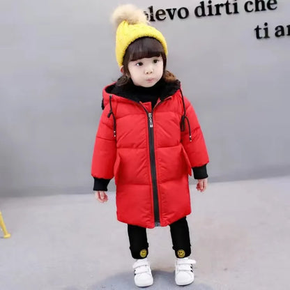 New Autumn Winter Girls Jacket Keep Warm Fashion Little Princess Coat Hooded Zipper Baby Outerwear Birthday Gift Kids Clothes