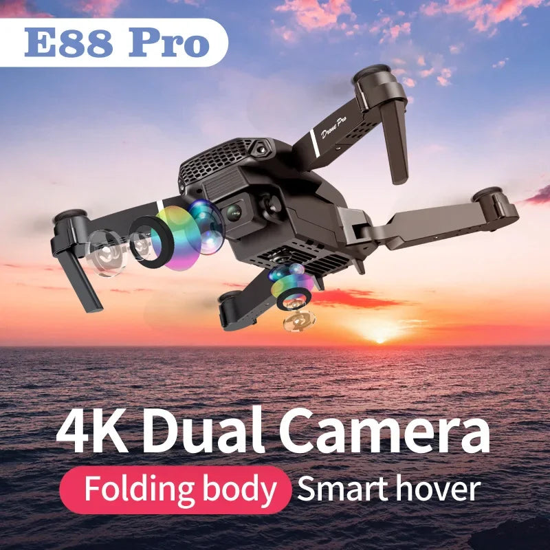 2025 New E88 Pro WIFI FPV Drone Wide Angle HD 4K 1080P Camera Height Hold RC Foldable Quadcopter Dron Helicopter Toys Kids Gift