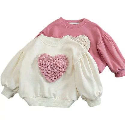 Girls T-shirts 2025 Autumn Winter Sweater for Kids 3D Love Children Sweatshirts Toddler Pullover Long Sleeve Baby Tops Outfits