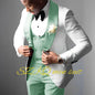 White Men's Wedding Tuxedo Elegant Men's Suit Green Fruit Collar Jacket Pants Vest 3-piece Set Customized Color