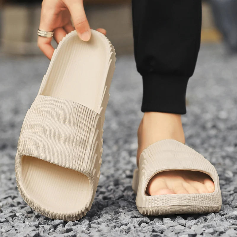 Soft Home Slippers Couple Summer Indoor Skid Proof Bathroom Slippers Sandals Hotel Solid Color Men Women Flip Flops Flat Shoes