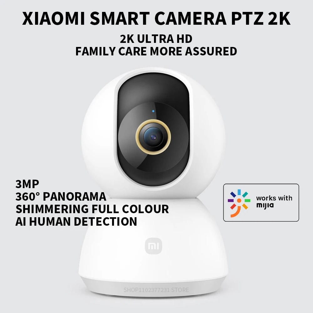 Xiaomi 360° Smart Home Security Camera Mi PTZ 2K Webcam 1296P 3 Megapixel AI Human Detection Night Vision Webcam Work With Miji