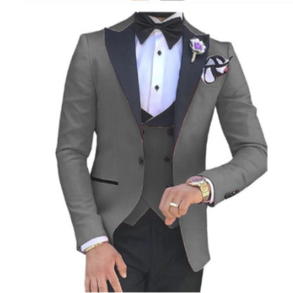 Men 3 Pieces Suits For Men Custom Made Groom Groomsmen Tuxedos Wedding Men Suit Terno Masculino(Jacket+Pant+Vest)