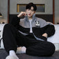 Antistatic Coral Fleece Men's Winter Pajamas Set Thicken Flannel Warm Sleepwear Big Size 3XL Zipper Soft Pajama Men pyjama homme