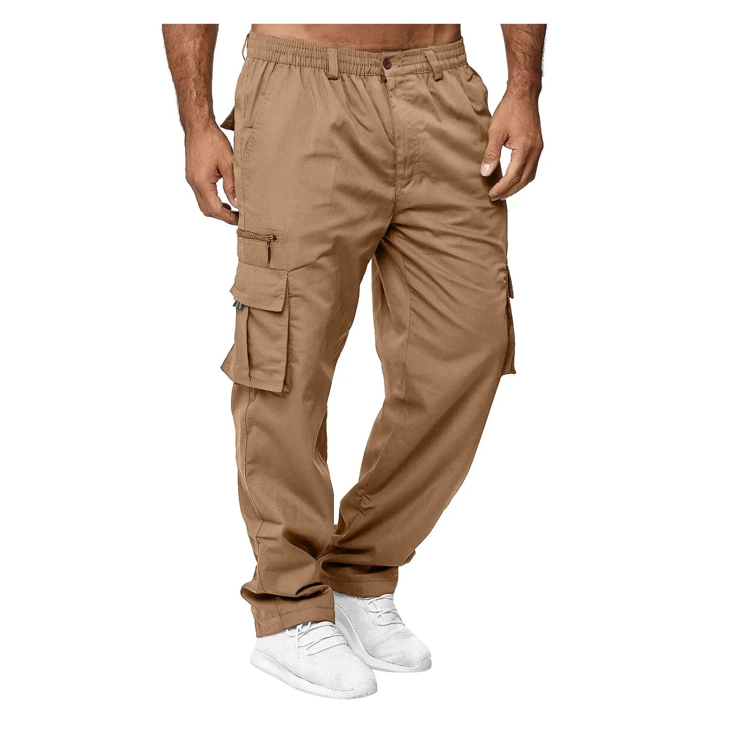 Men's Cargo Trousers Elastic Waist Elastic Multi-pocket Loose Combat Work Pants Outdoor Fitness Sports Casual Pants S-4XL