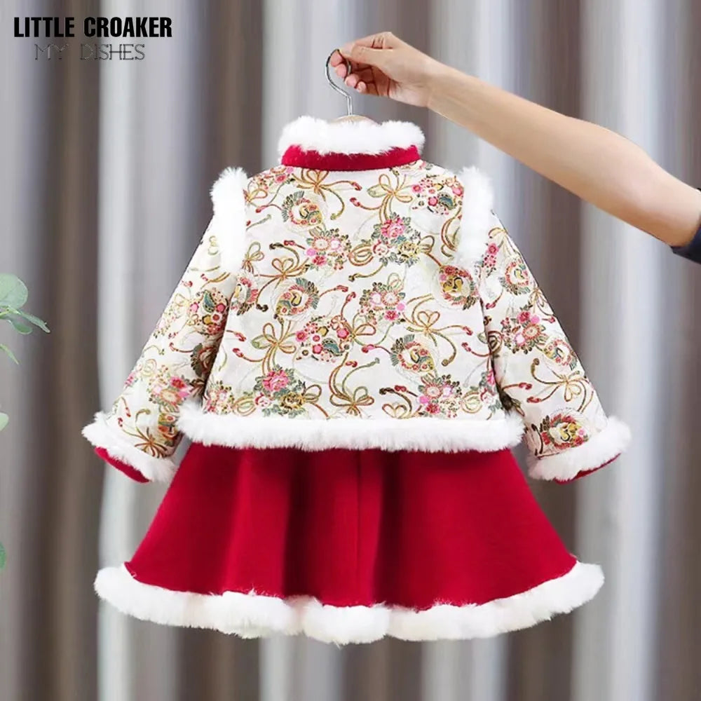 Winter Quilted Hanfu Dress Children Costume Child Kids Carnival Cosplay Costume Chinese Ancient Hanfu Girls Hanfu New Year