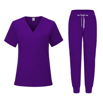 Many Colors Cheap Price V-Neck Women Nursing Uniform Sets Mint Purple Medical Uniform Women Jogger Leg Pants Medical Nurse Sets