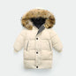 Winter Girls Down Jacket Keep Warm Fur Collar Fashion Little Princess Coat Hooded Boys Long Parkas Outerwear Children Clothing