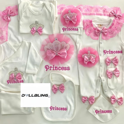 5pcs Newborn Baby Lace Girl Outfits Set Kids Clothing Real Cotton Infant Care Products Body Suit Shirt Pants