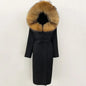 Real Natural Fox Fur Coat Winter Hooded Detachable Collar Fur Jacket Long Woolen Jacket Women Double-faced Casual Overwears