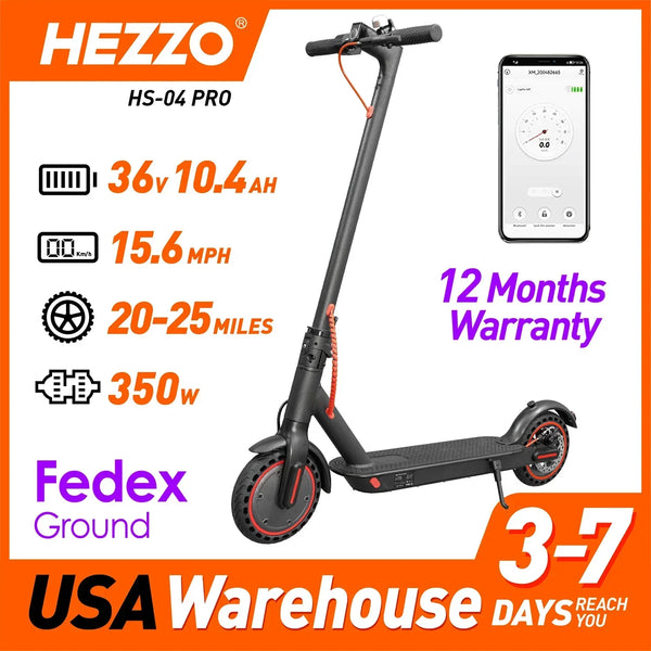 HEZZO G30 36v 500w Electric Scooter Moped 21MPH 37.5 Miles 10 Inch 15Ah Mobile APP Foldable Electric Scooter Front Suspension