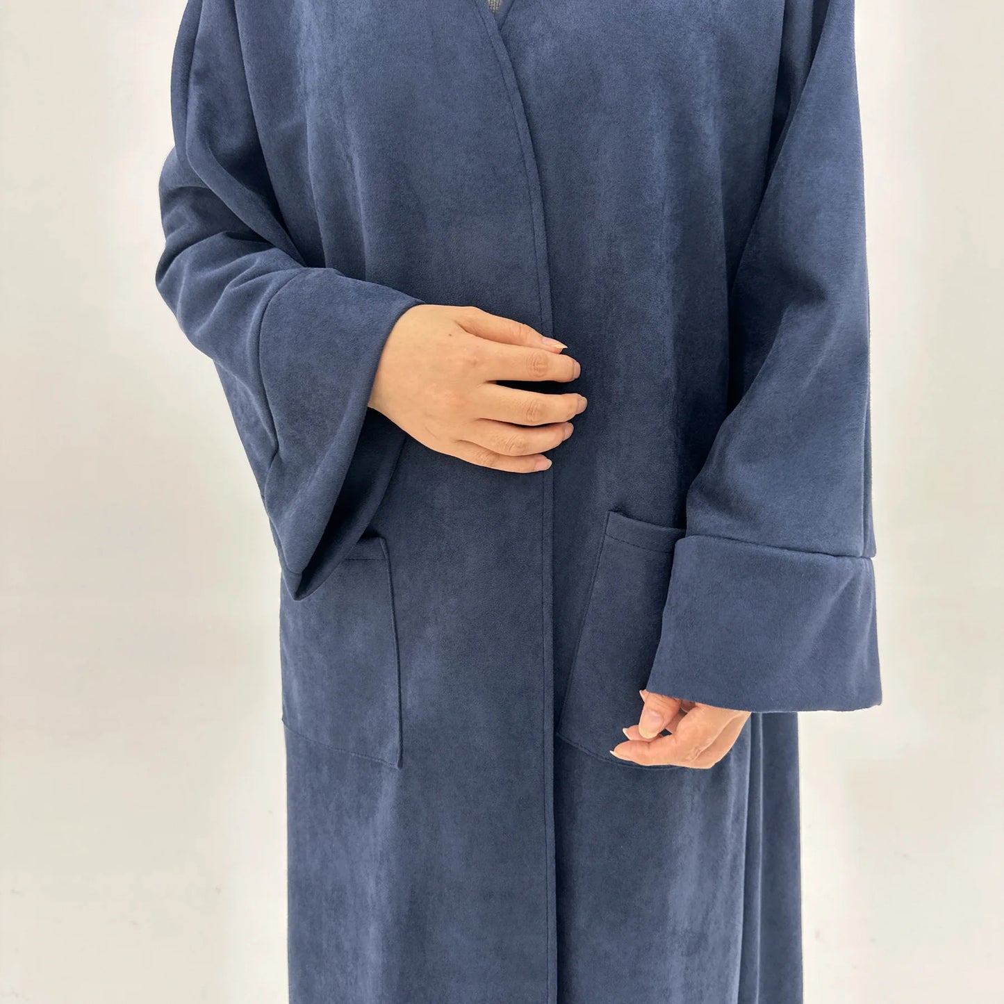 Winter Suede Kimono Open Abayas for Women Muslim Dress Dubai Kaftan Turkey Long Coat Islam Clothing