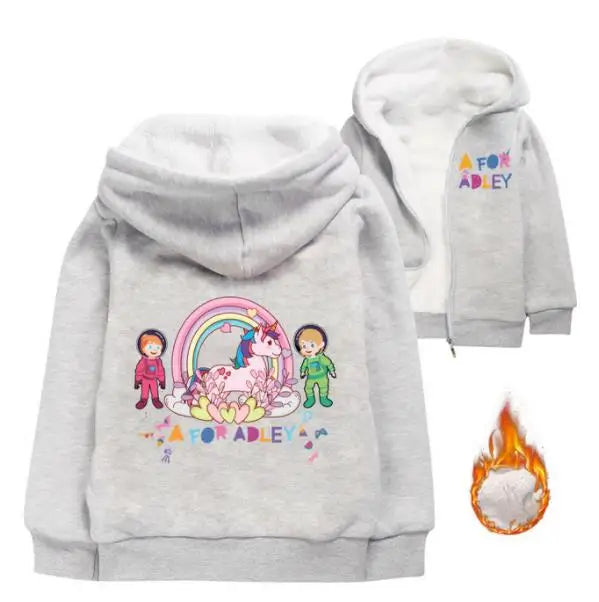 A for Adley Cartoon Boys Coat Children's Clothing for Winter Cotton Kids Parkas Little Girls Zipper Coats Toddlers Baby Jacket