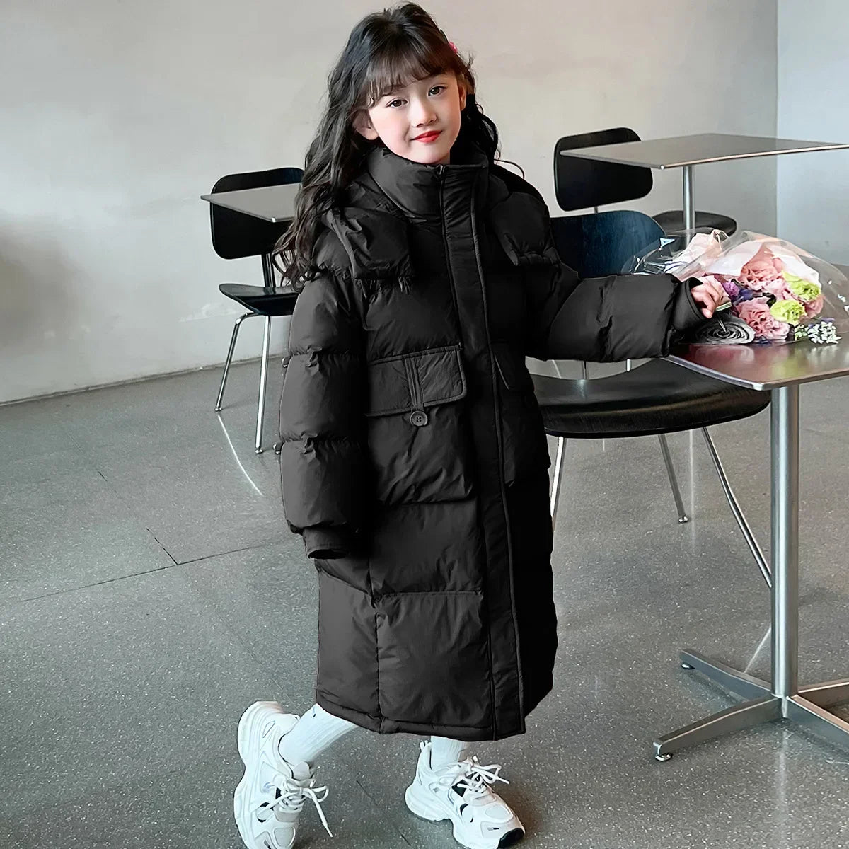 Girls Winter Coat 2025 New Fashionable Childrens Winter Cotton Jacket Little Girl Cotton Coat