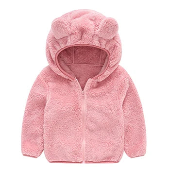 Flowers Autumn Winter Girls Jacket Fur Collar Keep Warm Little Princess Coat Hooded Zipper Baby Outerwear 2-4 Years Kids Clothes