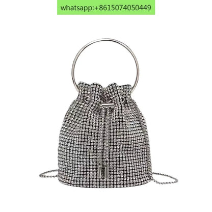 Full A rhinestone Bucket Bag Full Of Diamond bag fashion studded Joker slung hand bill of lading shoulder dinner bag