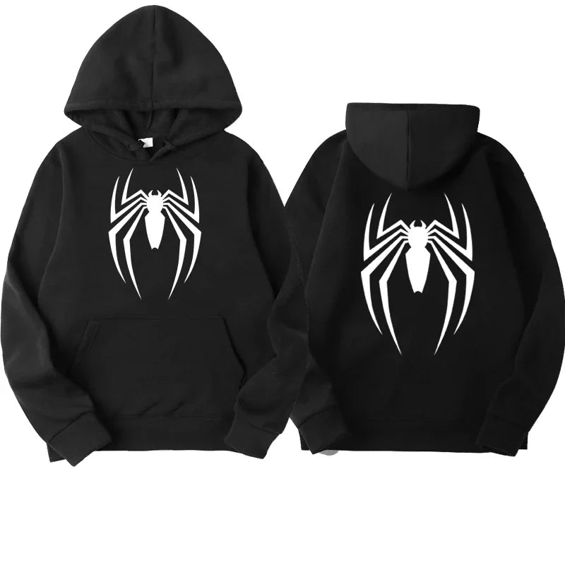 Autumn and Winter New Men's Hoodie Street Fashion Spider Print Sweatshirt Fleece Casual Fun Loose Hoodie Spiderman Men's Top