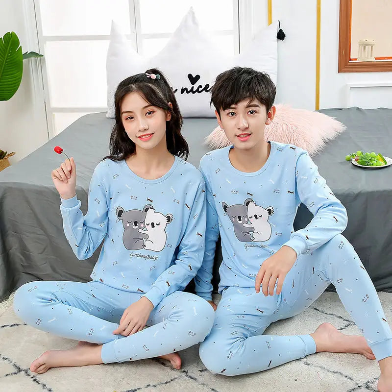 Teens Pijamas Long Sleeve Cotton Pyjamas Kids Clothes Sets Cartoon Big Boy Sleepwear Cute Pajamas For Girls 10 12 14 16 18 Years