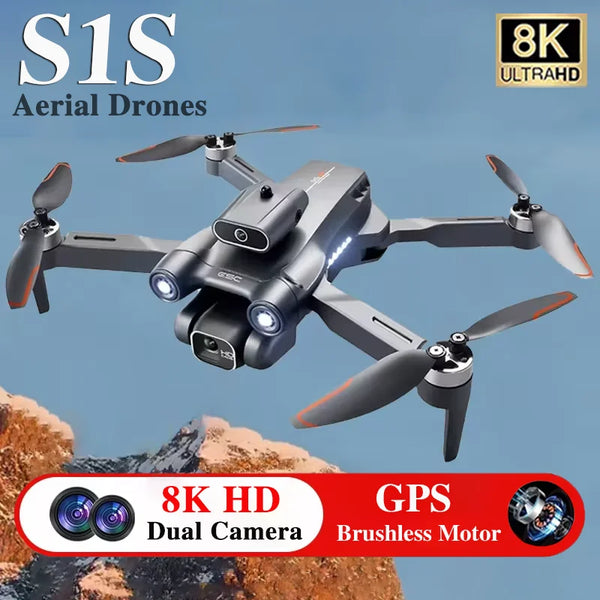 New S1S Mini Drone 8K Professional HD Dual Camera  Brushless Motor Drone 360° Obstacle Avoidance  Foldable Quadcopter Toys Gifts