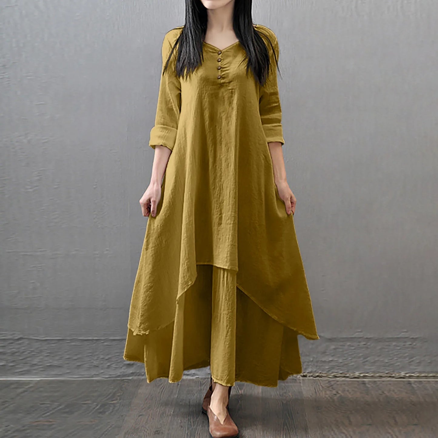 Women Cotton Linen Chic Maxi Dresses