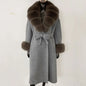 Wool Coat Women New Autumn Winter Real Fox Fur Jacket Female Long Warm Natural Fox Fur Collar Fur Cuffs